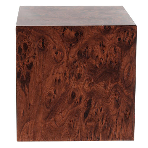 Funerary urn, matte and smooth cube with root timber effect, 5 L 3