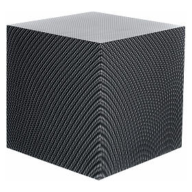 Funerary urn, matte and smooth cube with carbon-kevlar finish, 5 L