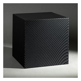 Funerary urn, matte and smooth cube with carbon-kevlar finish, 5 L