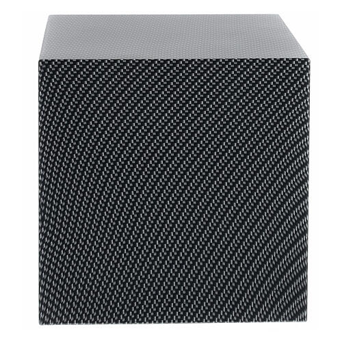 Urne funéraire cube lisse finition kevlar carbone mat 5L 3