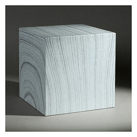 Funerary urn, matte and smooth cube with bleached oak finish, 5 L