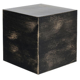 Funerary urn, matte and smooth cube with bronze-gold effect, 5 L