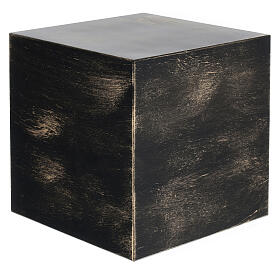 Urne funéraire cube lisse finition bronze or mate 5L