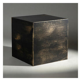 Urne funéraire cube lisse finition bronze or mate 5L