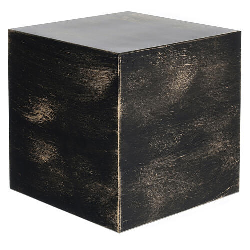 Urne funéraire cube lisse finition bronze or mate 5L 1