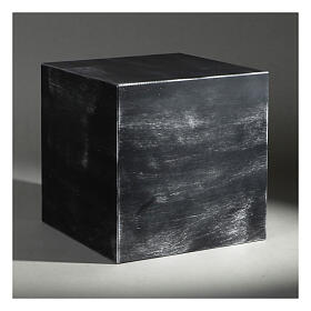 Funerary urn, matte and smooth cube with bronze aluminium effect, 5 L
