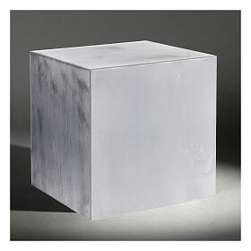 Funerary urn, matte and smooth cube with bronze aluminium effect, 5 L