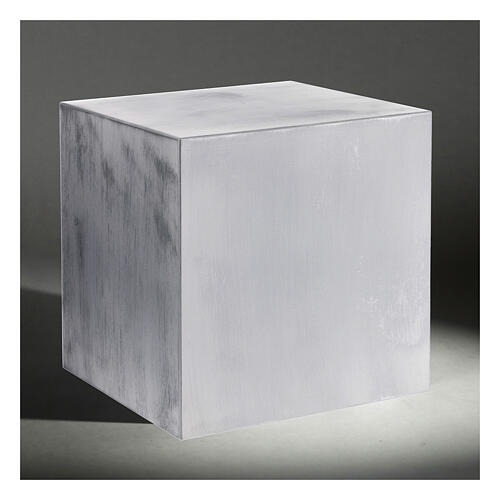 Funerary urn, matte and smooth cube with bronze aluminium effect, 5 L 2