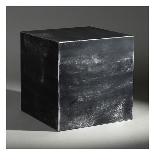 Funeral urn cube smooth matte aluminum bronze effect 5L 2
