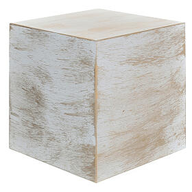 Funerary urn, matte and smooth cube with bronze white gold effect, 5 L