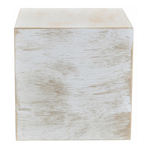 Funerary urn, matte and smooth cube with bronze white gold effect, 5 L 3