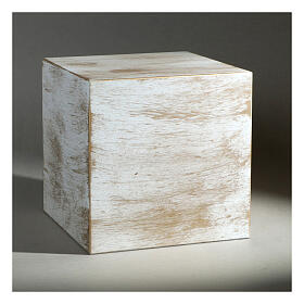 Cremation urn smooth cube white gold bronze effect matte 5L