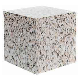 Funerary urn, glossy and smooth cube with granite effect, 5 L