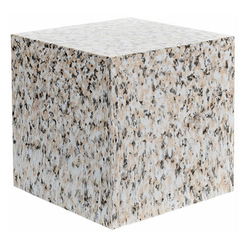 Funerary urn, glossy and smooth cube with granite effect, 5 L 1