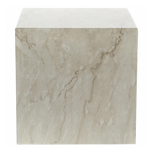 Funerary urn, glossy and smooth cube with Botticino marble effect, 5 L 3