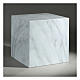 Funerary urn, glossy and smooth cube with Carrara marble effect, 5 L s2