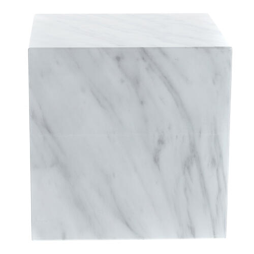 Urna cineraria cubo liscio effetto marmo carrara lucido 5L 3