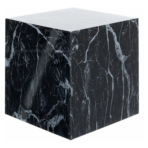 Urna funeraria cubo liso efecto mármol negro lúcido 5L 1