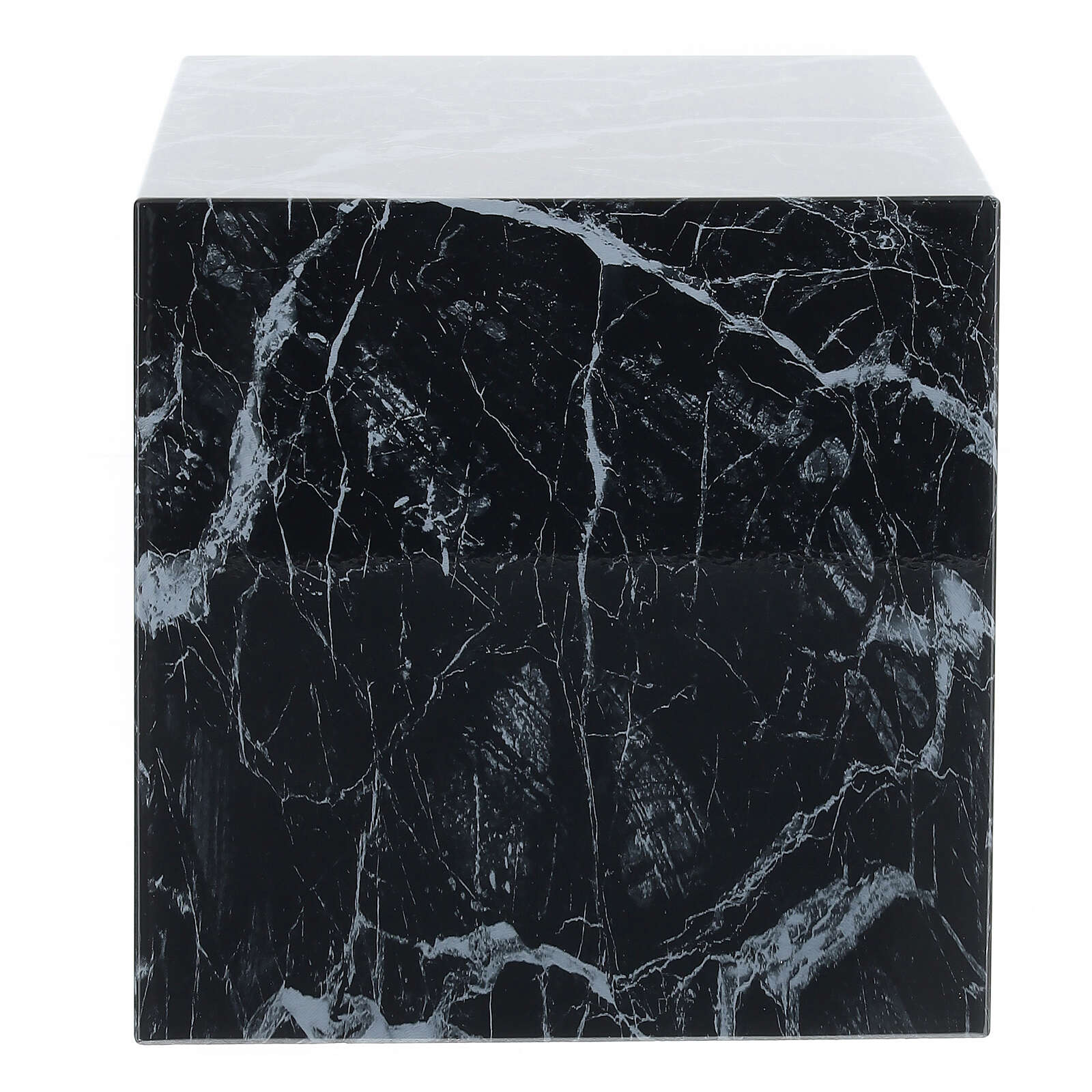 Urna funeraria cubo liscio effetto marmo nero lucido 5L
