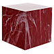 Glossy and smooth cubic funeral urn with red-veined marble finish, 5 L s1