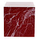 Urne cinéraire cubique lisse effet marbre veiné rouge brillant 5L s3