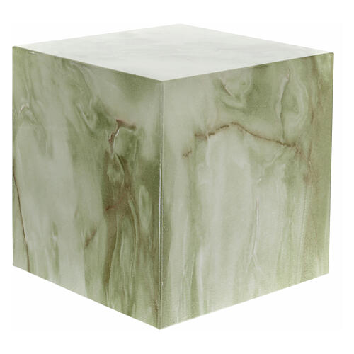 Smooth cube cremation urn with shiny onyx effect 5L 1
