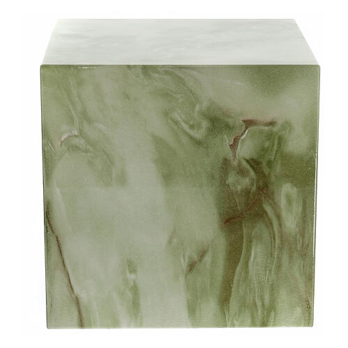 Smooth cube cremation urn with shiny onyx effect 5L 3