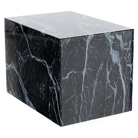 Parallelepiped funeral urn with smooth glossy black marble finish, 5 L