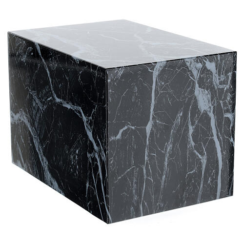 Parallelepiped funeral urn with smooth glossy black marble finish, 5 L 1