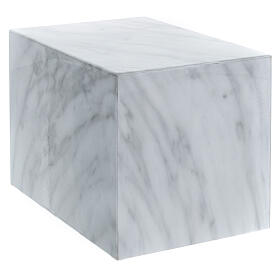 Parallelepiped funeral urn with smooth glossy Carrara marble finish, 5 L