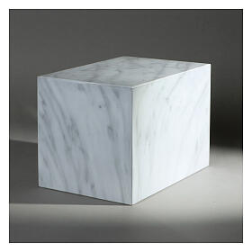 Parallelepiped funeral urn with smooth glossy Carrara marble finish, 5 L