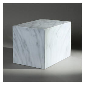 Urna funerária paralelepípedo liso efeito mármore de Carrara brilhante 5L