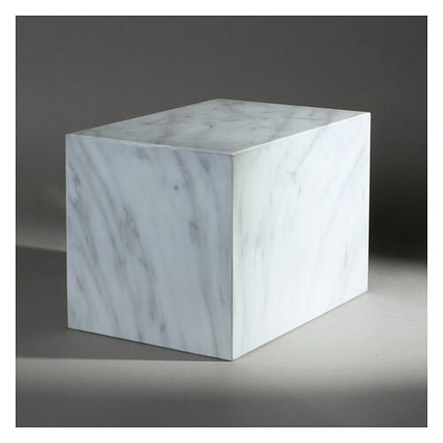 Urna funerária paralelepípedo liso efeito mármore de Carrara brilhante 5L 2