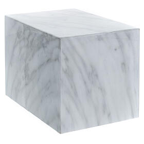 Smooth parallelepiped cinerary urn with polished Carrara marble effect 5L