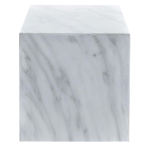 Smooth parallelepiped cinerary urn with polished Carrara marble effect 5L 3