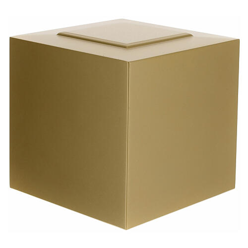 Embossed parallelepiped funeral urn with matte gold finish, 5 L 1