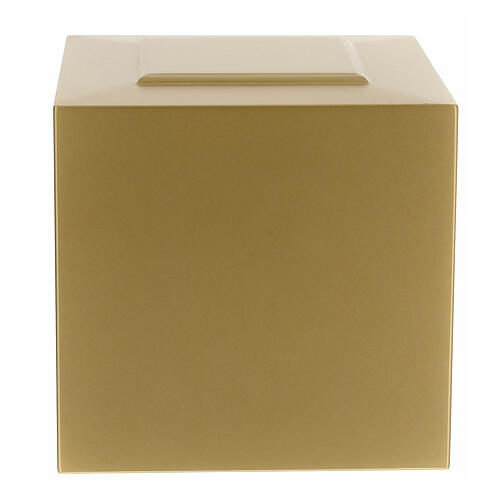 Embossed parallelepiped funeral urn with matte gold finish, 5 L 3