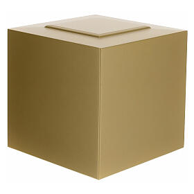 Cremation urn matte gold lacquered cube 5L