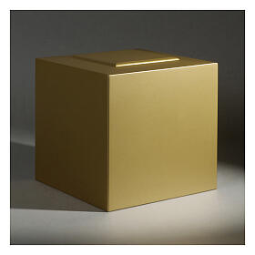 Cremation urn matte gold lacquered cube 5L