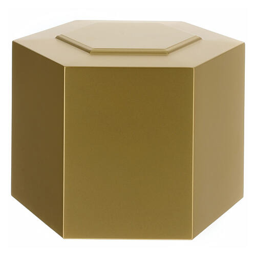 Matte gold cremation urn hexagon 5L 1