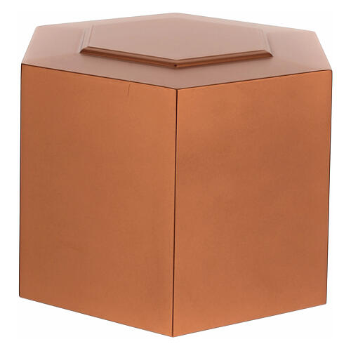 Embossed hexagonal funeral urn with matte copper finish, 5 L 3