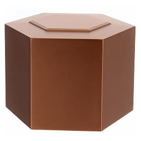 Matte copper lacquered ashlar hexagonal funeral urn 5L