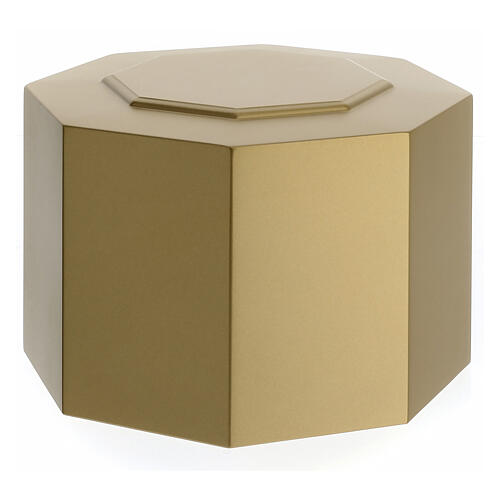Octagonal funeral urn in matte gold lacquer 5L 3
