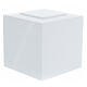 Glossy white lacquered funerary urn, embossed cube, 5 L s1