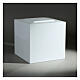 Glossy white lacquered funerary urn, embossed cube, 5 L s2