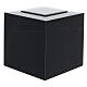 Glossy black lacquered funerary urn, embossed cube, 5 L s1