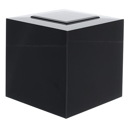 Urne funéraire cube à bossage laqué noir brillant 5L 1