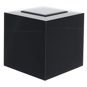 Cremation urn glossy black lacquered ashlar cube 5L