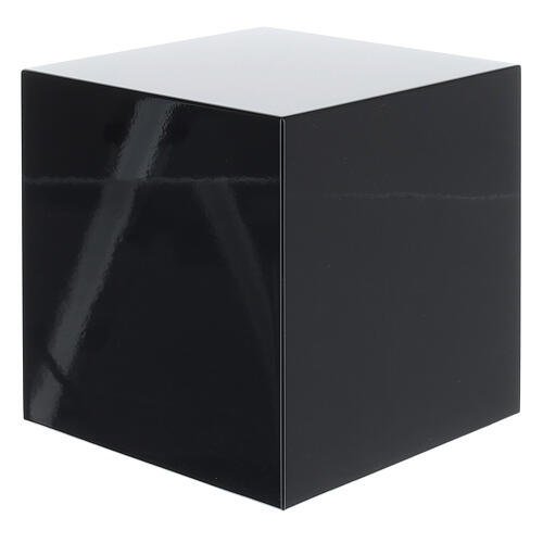 Urna funerária cubo liso envernizado preto brilhante 5L 1