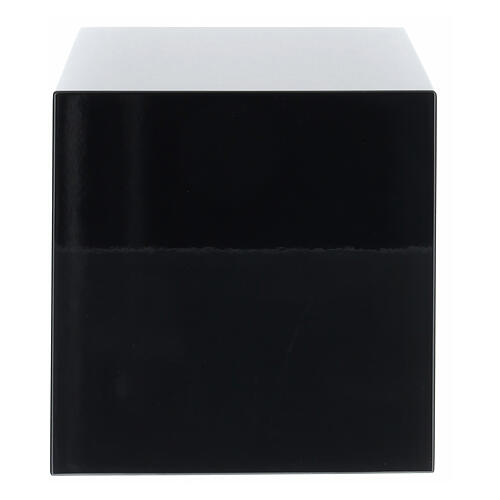 Glossy black lacquered smooth cube funeral urn 5L 3